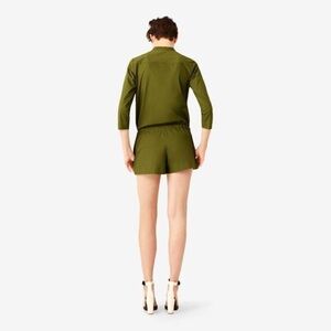 Kate Spade Saturday Romp-Around Olive Green Button-Up Romper Size Medium